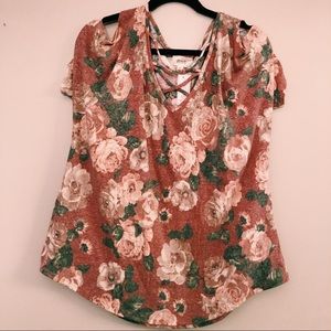 Perch By Blu Pepper Floral Cold Shoulder Top